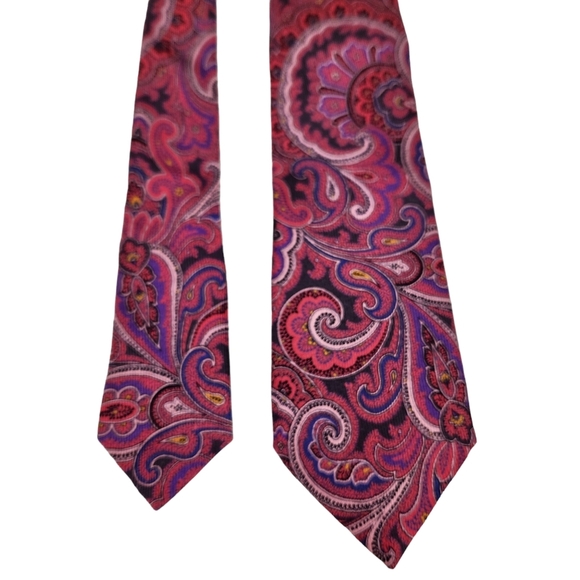 J. Z. Richards Gallery Collection 100% Silk Pink Paisley Hand Made Mens Neck Tie - Picture 5 of 10